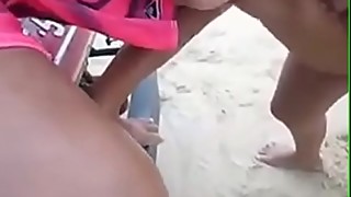 Beach 3way sex