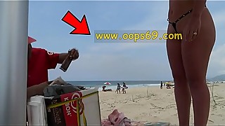 Wife Wearing Bikini Teasing Strangers At Beach